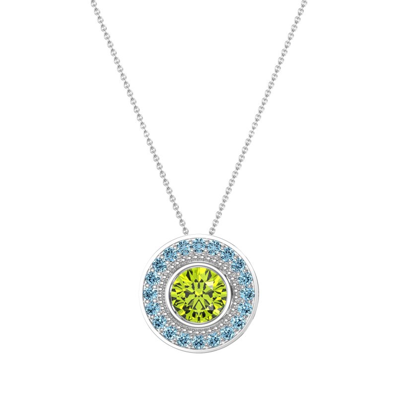 Round Halo Bezel Necklace
