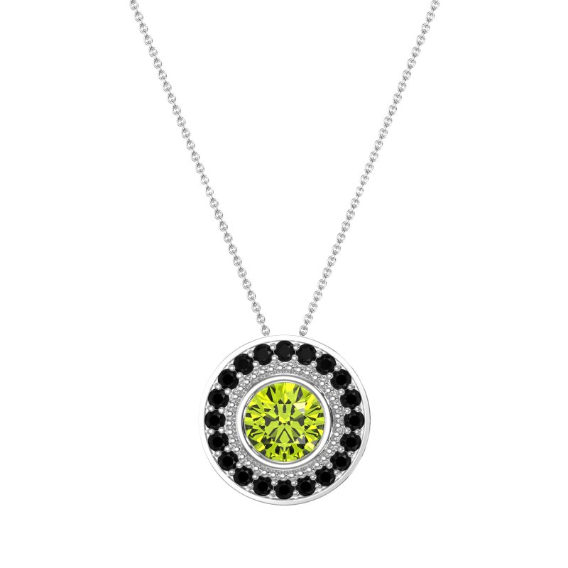 Round Halo Bezel Necklace