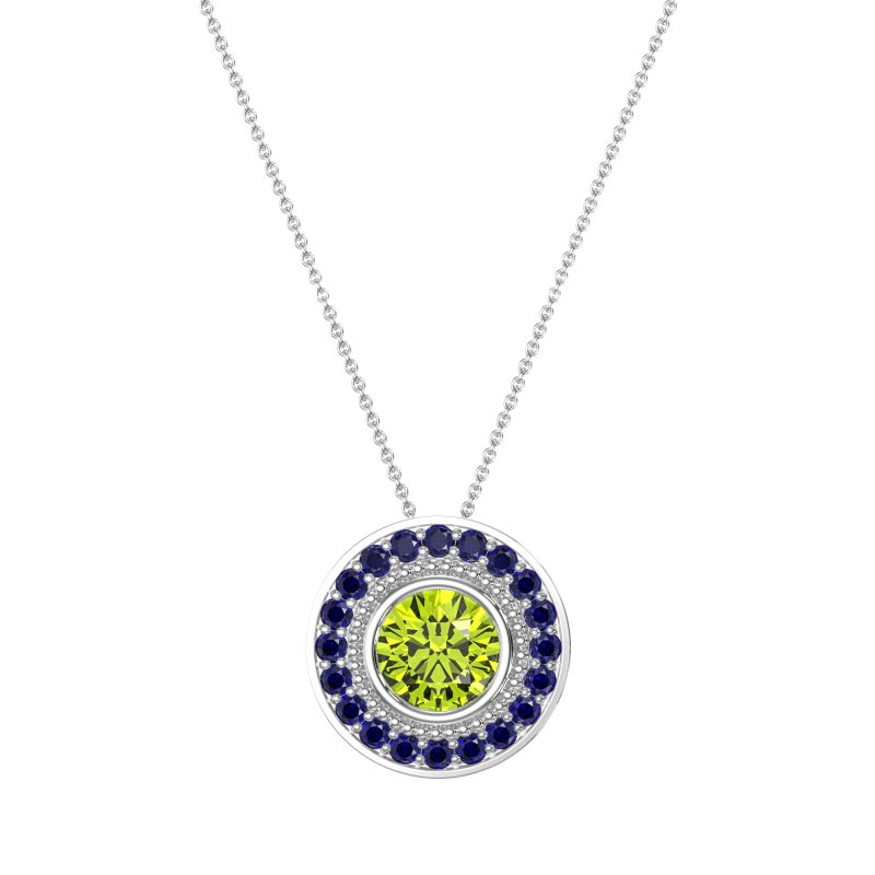 Round Halo Bezel Necklace