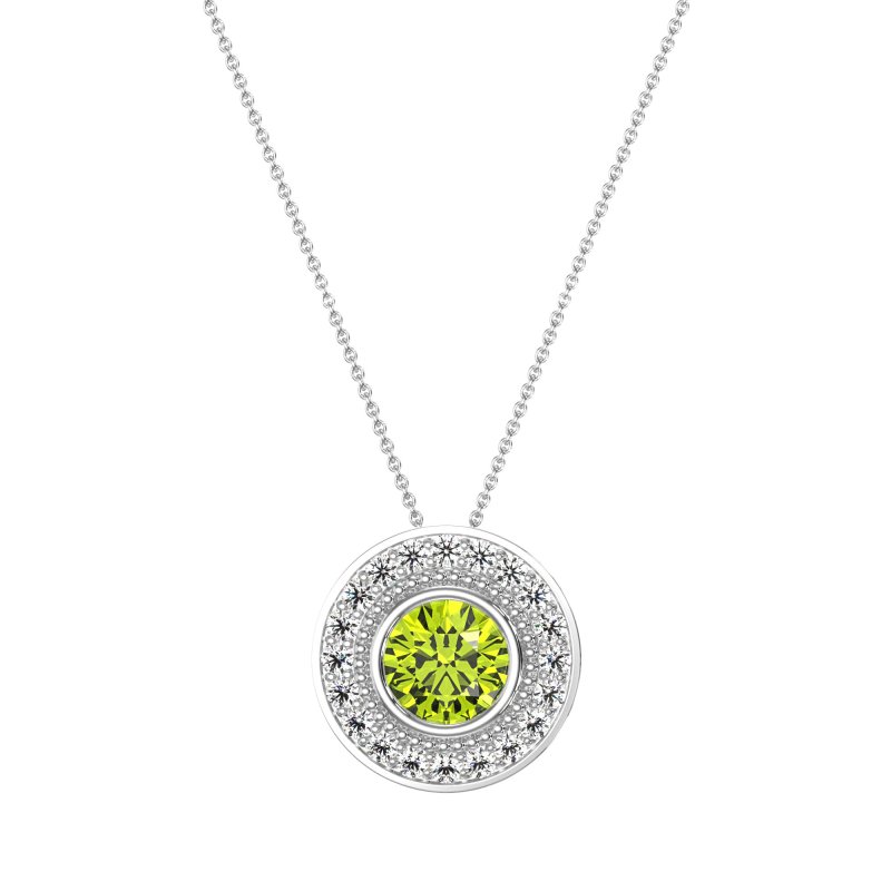 Round Halo Bezel Necklace