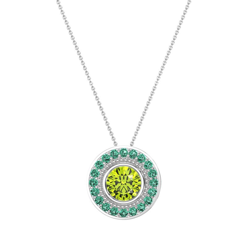 Round Halo Bezel Necklace