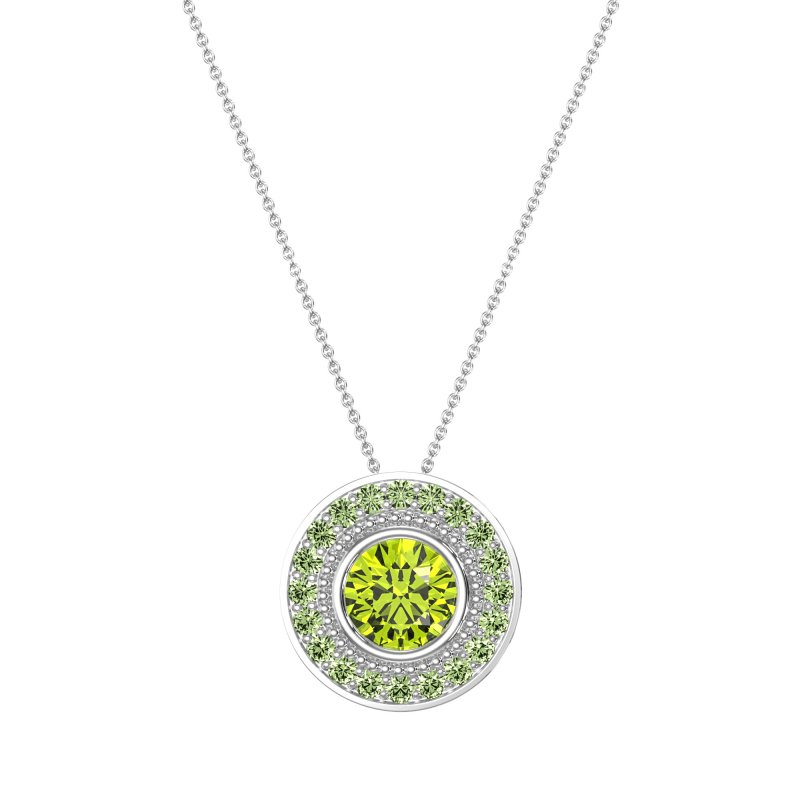 Round Halo Bezel Necklace