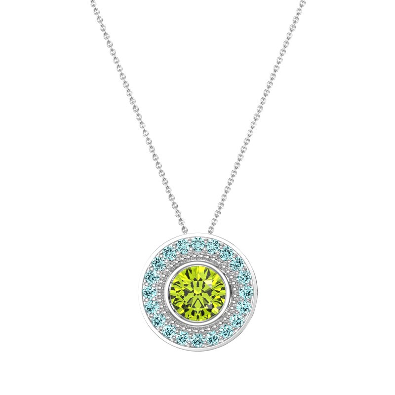 Round Halo Bezel Necklace