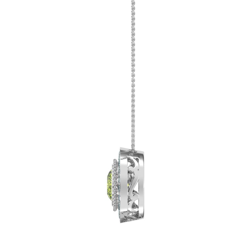 Round Halo Bezel Necklace