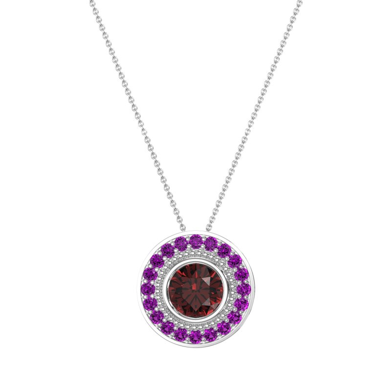 Round Halo Bezel Necklace
