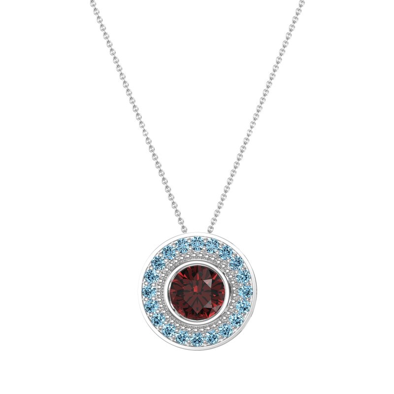 Round Halo Bezel Necklace