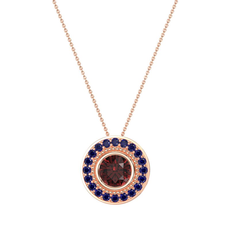 Round Halo Bezel Necklace