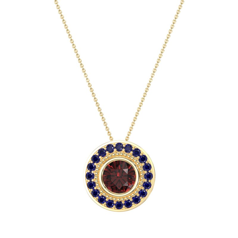 Round Halo Bezel Necklace