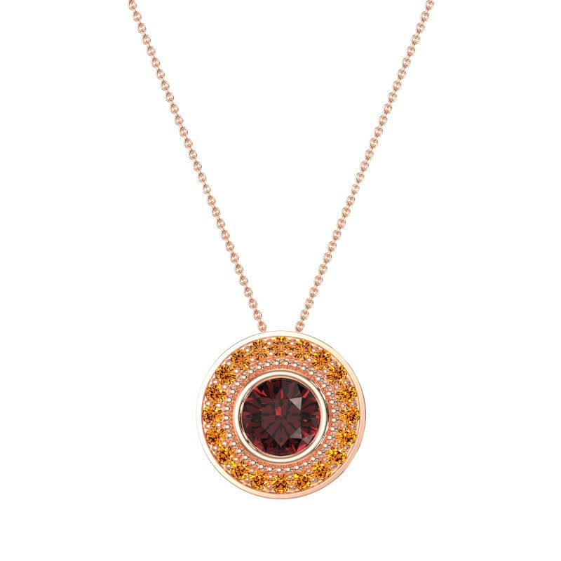 Round Halo Bezel Necklace