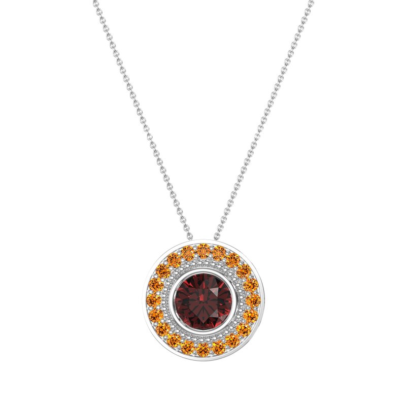 Round Halo Bezel Necklace
