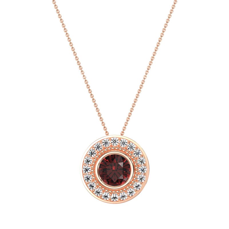 Round Halo Bezel Necklace