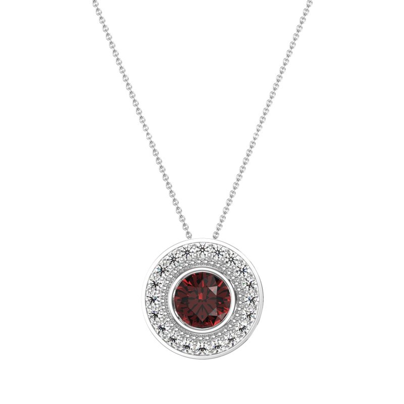 Round Halo Bezel Necklace