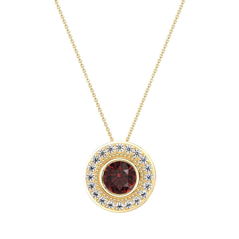 Round Halo Bezel Necklace