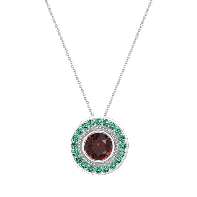 Round Halo Bezel Necklace
