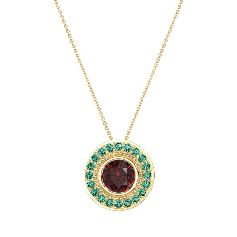 Round Halo Bezel Necklace