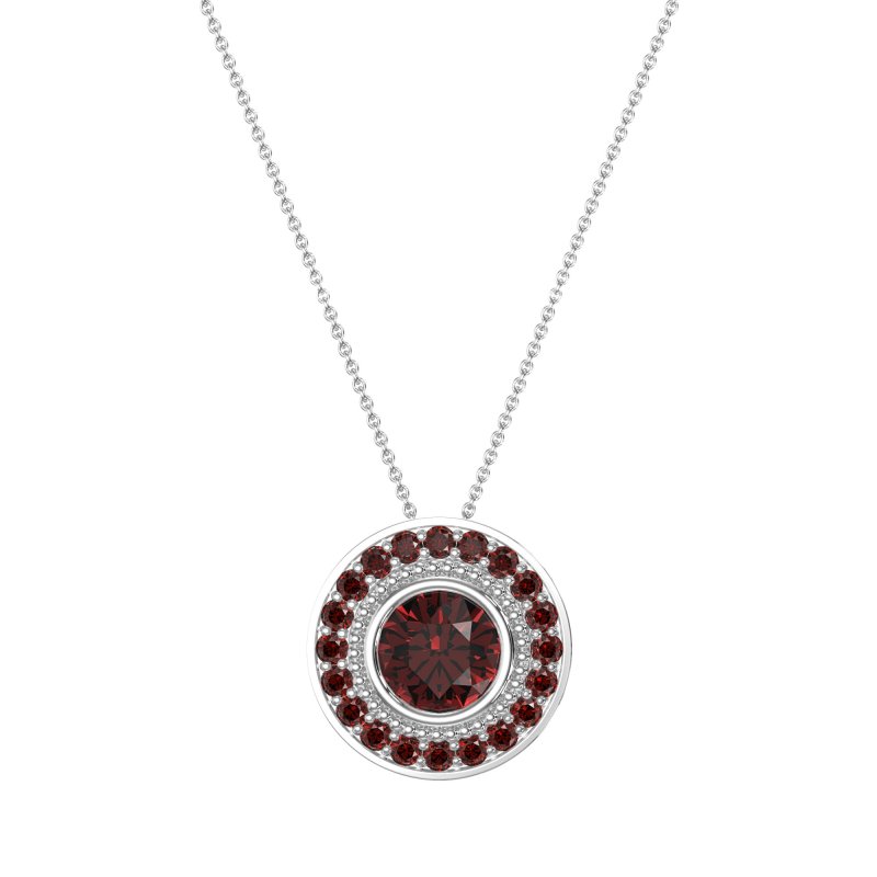 Round Halo Bezel Necklace