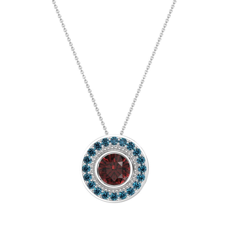 Round Halo Bezel Necklace
