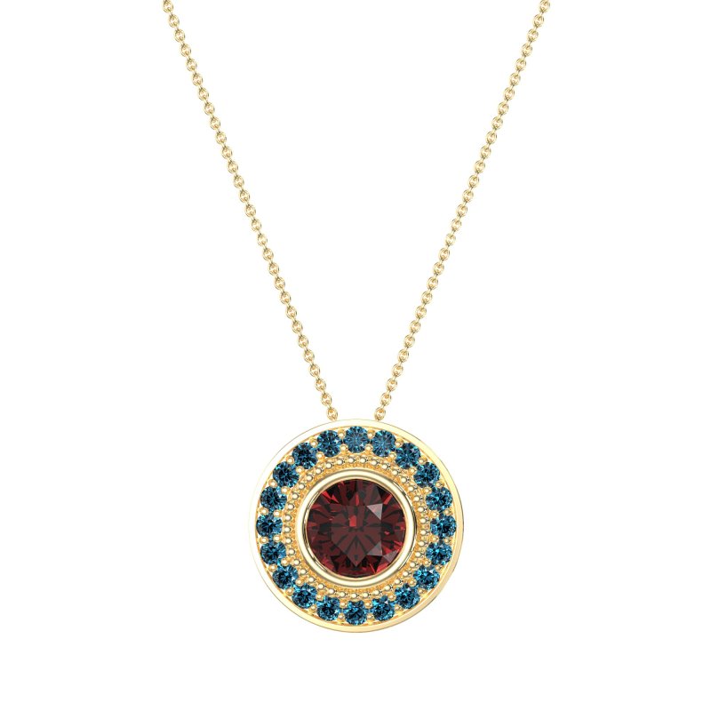 Round Halo Bezel Necklace
