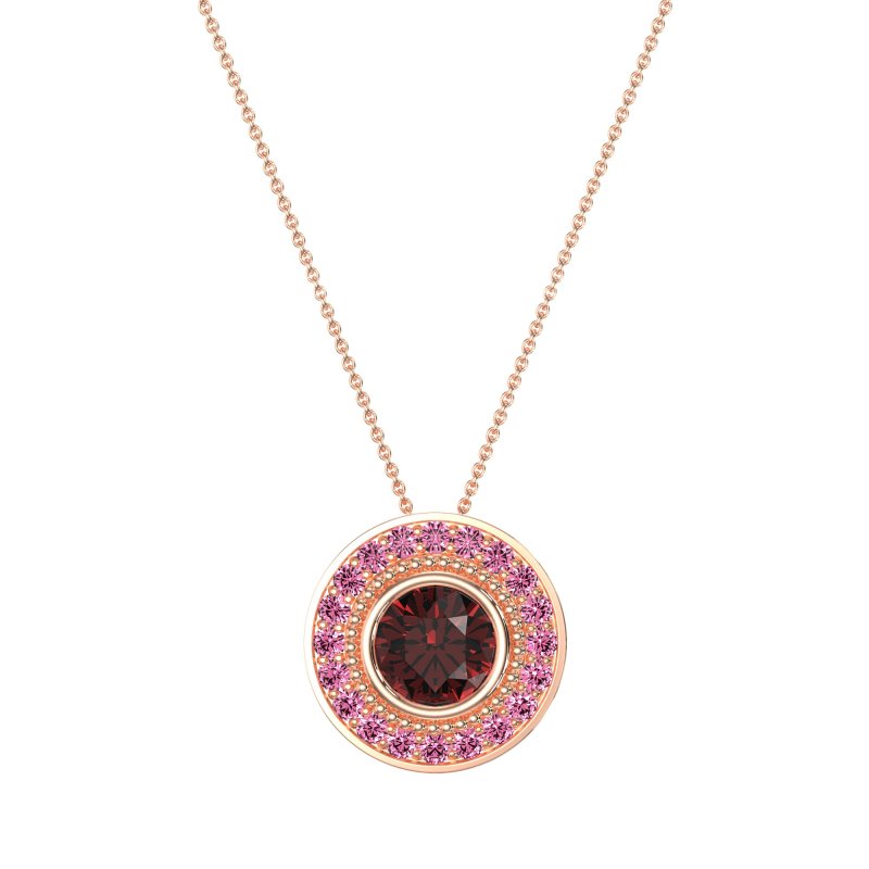 Round Halo Bezel Necklace
