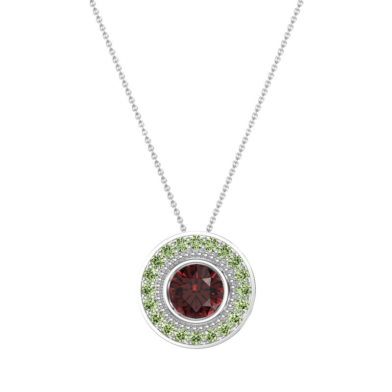 Round Halo Bezel Necklace