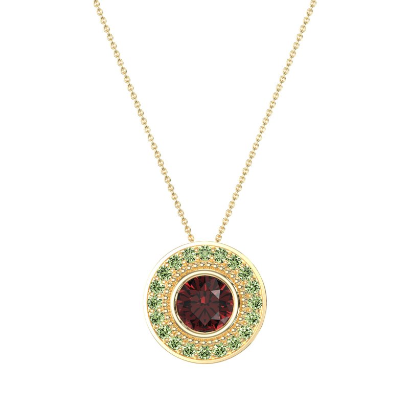 Round Halo Bezel Necklace