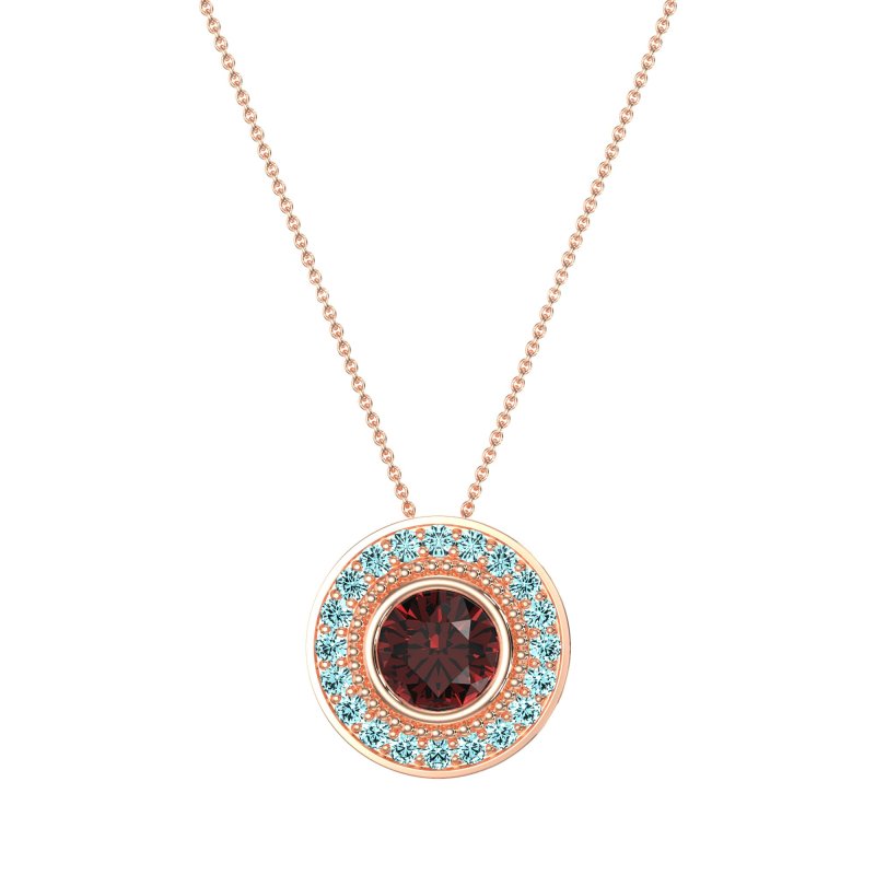 Round Halo Bezel Necklace