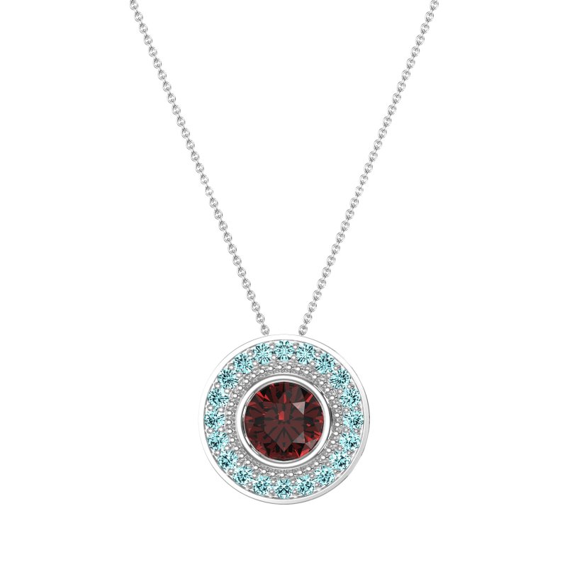 Round Halo Bezel Necklace