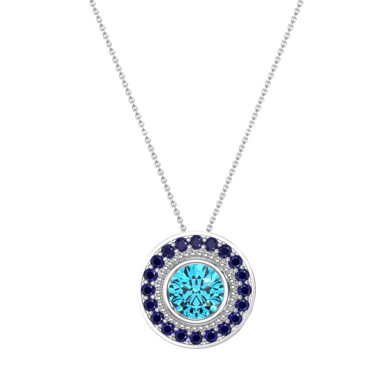 Round Halo Bezel Necklace