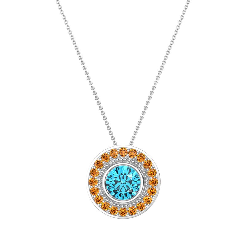 Round Halo Bezel Necklace