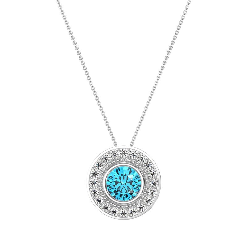 Round Halo Bezel Necklace