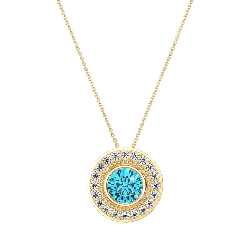 Round Halo Bezel Necklace
