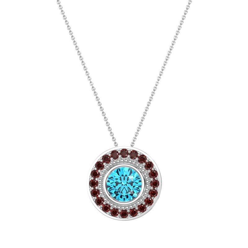 Round Halo Bezel Necklace