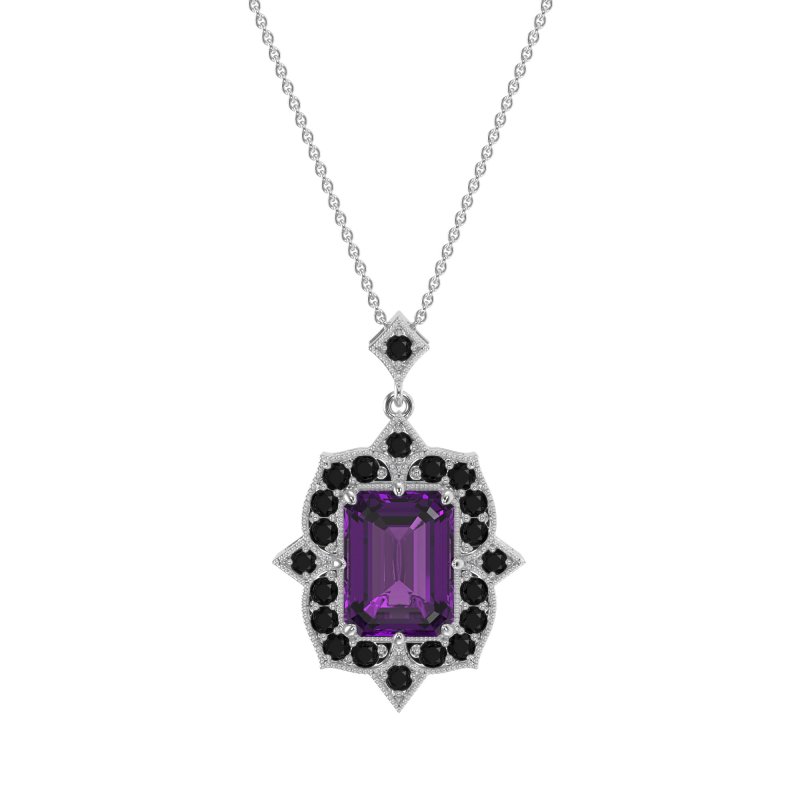 Vintage Halo Emerald Cut Necklace