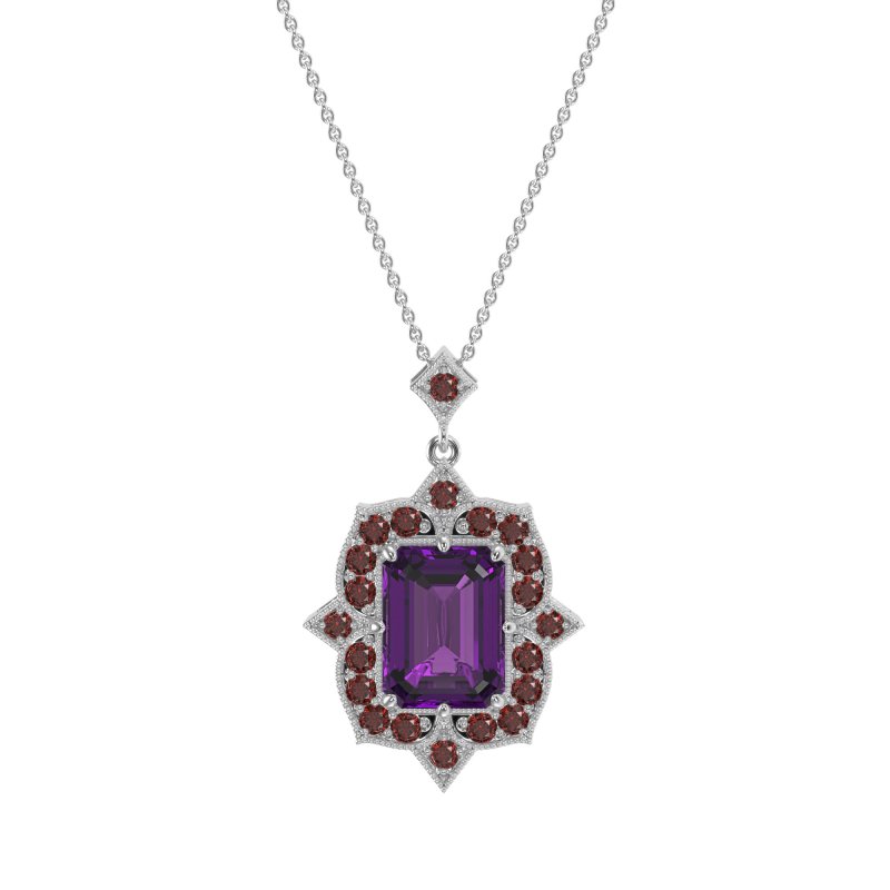 Vintage Halo Emerald Cut Necklace