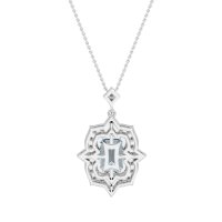 Vintage Halo Emerald Cut Necklace