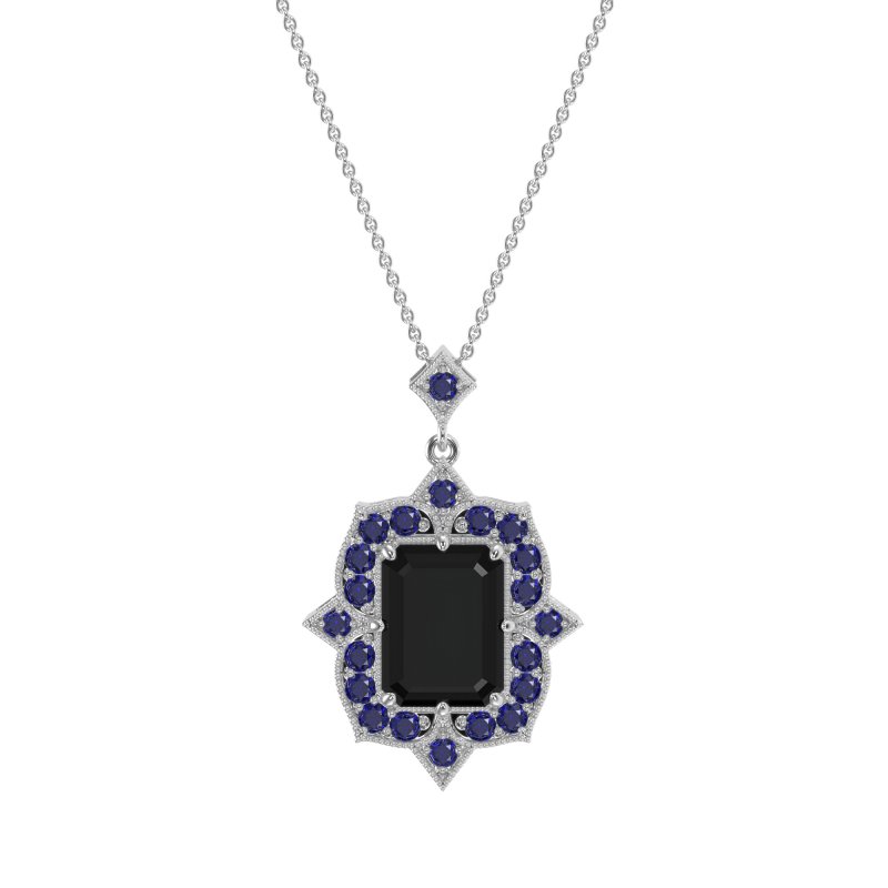 Vintage Halo Emerald Cut Necklace