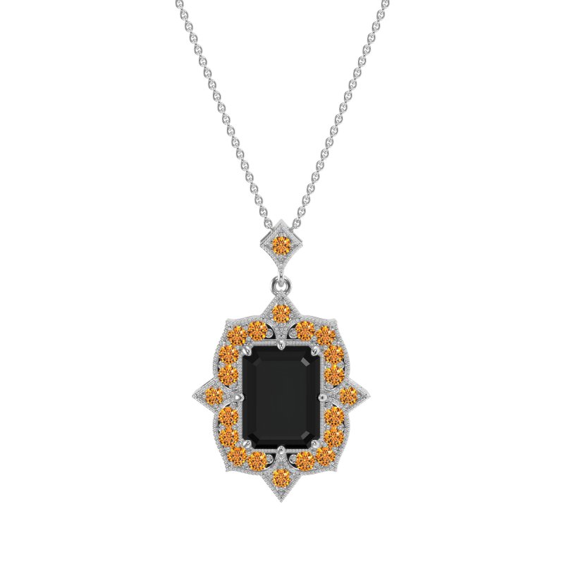Vintage Halo Emerald Cut Necklace