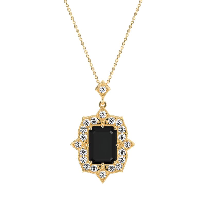 Vintage Halo Emerald Cut Necklace
