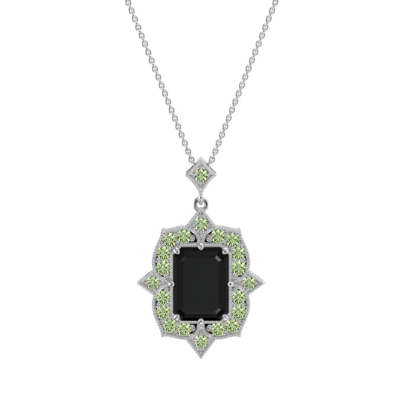 Vintage Halo Emerald Cut Necklace