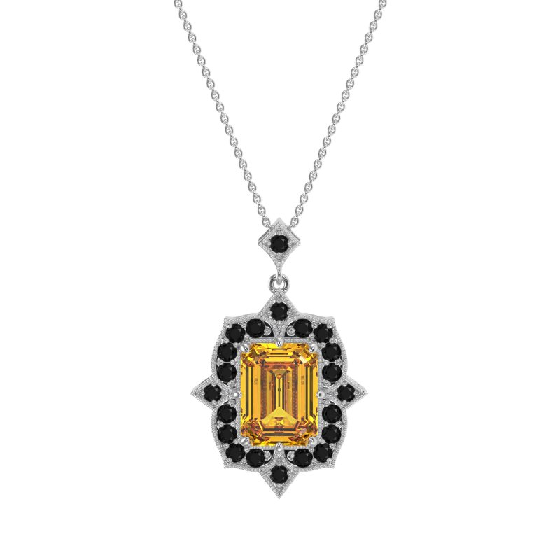 Vintage Halo Emerald Cut Necklace
