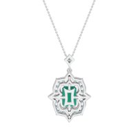 Vintage Halo Emerald Cut Necklace