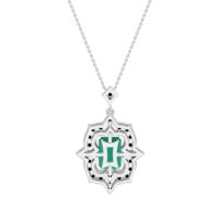 Vintage Halo Emerald Cut Necklace