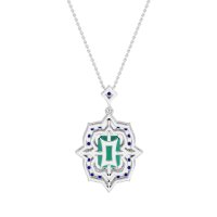 Vintage Halo Emerald Cut Necklace