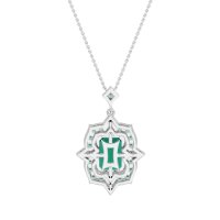 Vintage Halo Emerald Cut Necklace