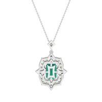 Vintage Halo Emerald Cut Necklace