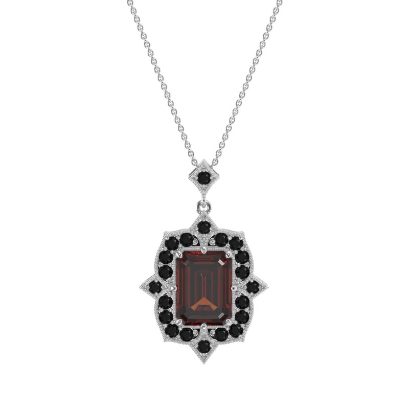 Vintage Halo Emerald Cut Necklace