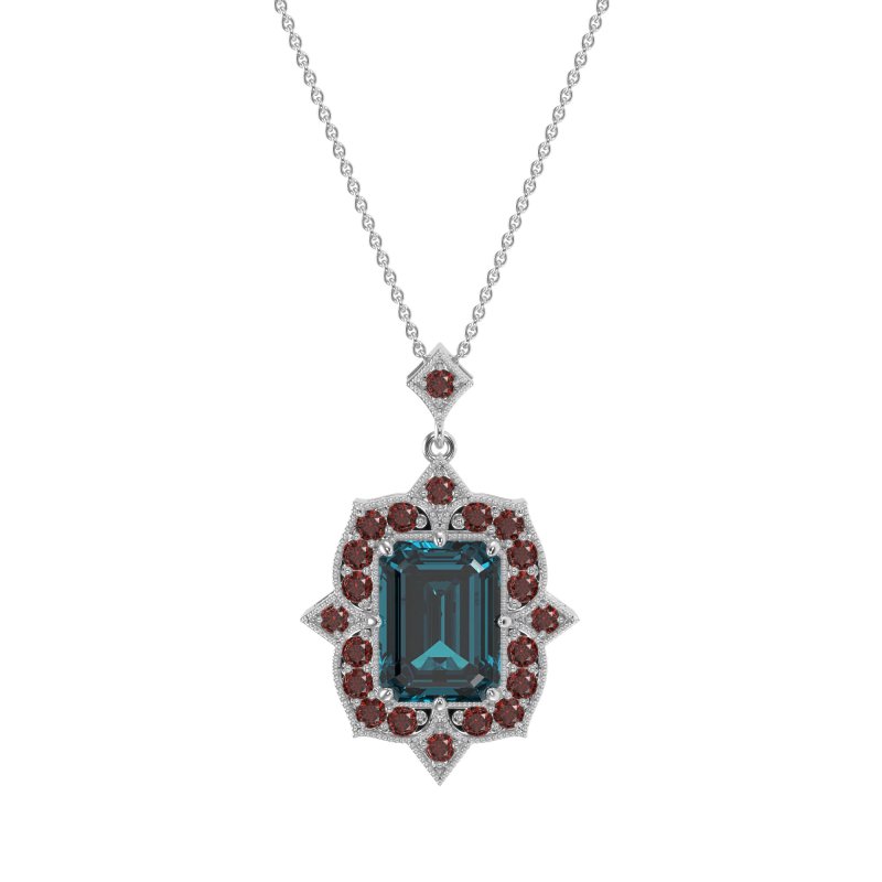 Vintage Halo Emerald Cut Necklace