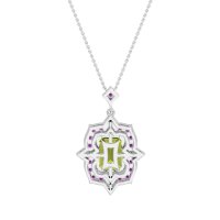 Vintage Halo Emerald Cut Necklace