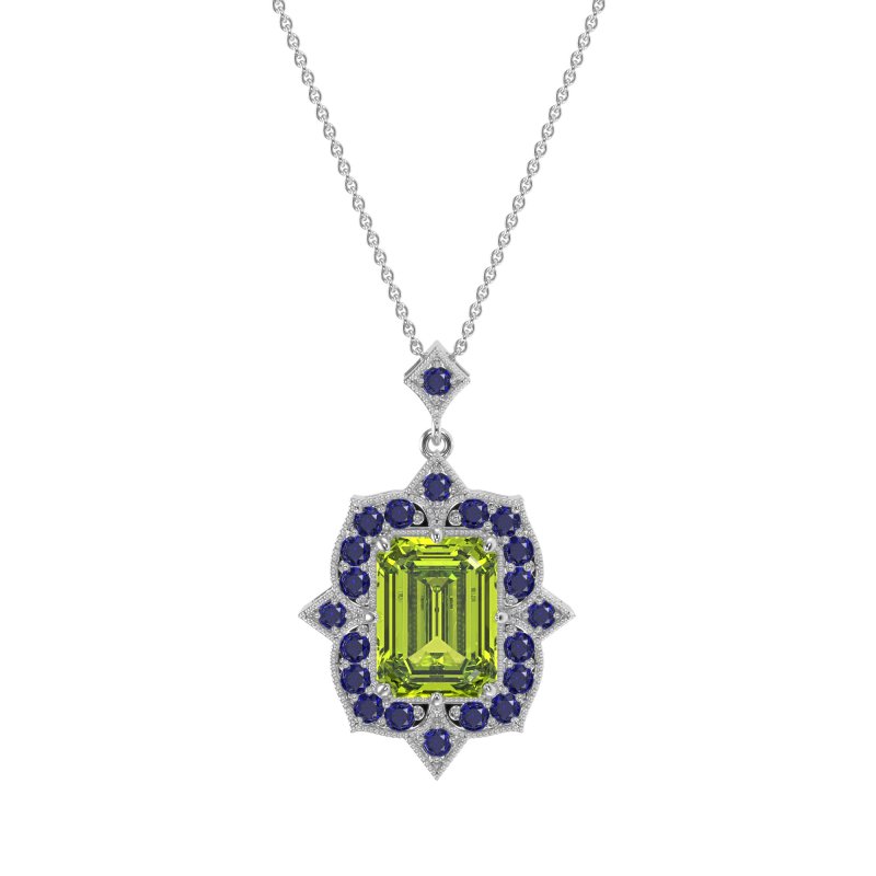 Vintage Halo Emerald Cut Necklace