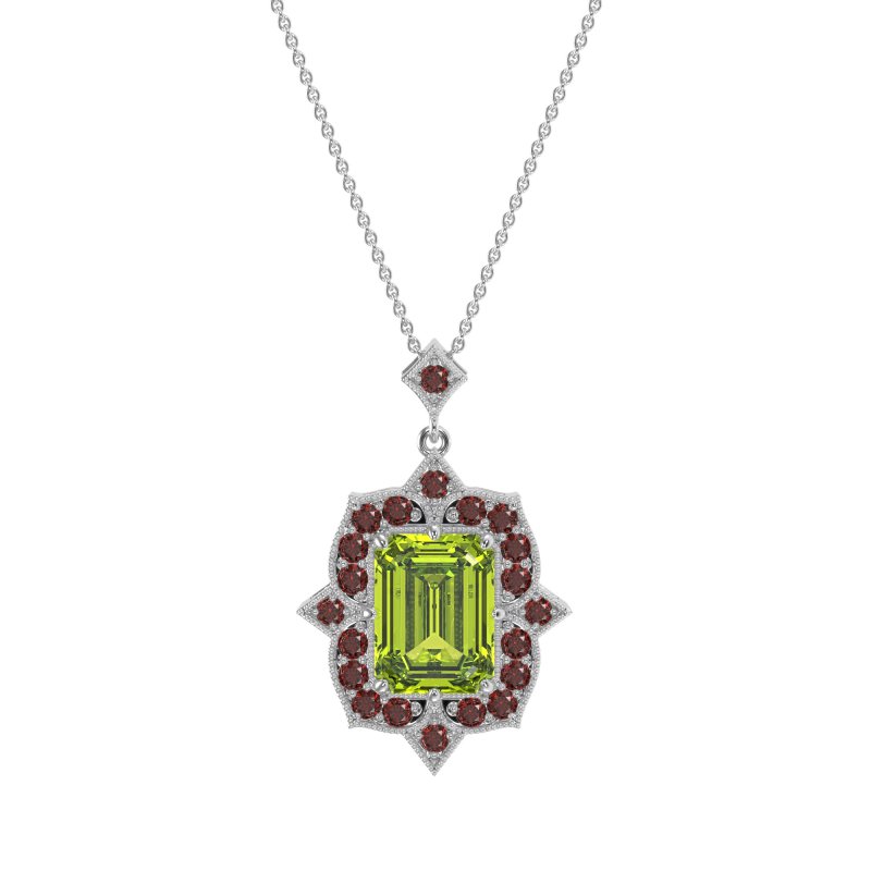 Vintage Halo Emerald Cut Necklace